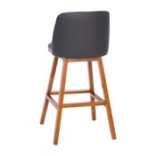 Julia Set of 2 Transitional 30 Inch LeatherSoft Upholstered Barstools with Silver Nailhead Trim and Walnut Finish Solid Wood Frames, Gray, CH-192162X000PU-30-GY-GG