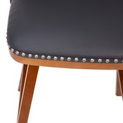 Julia Set of 2 Transitional 30 Inch LeatherSoft Upholstered Barstools with Silver Nailhead Trim and Walnut Finish Solid Wood Frames, Gray, CH-192162X000PU-30-GY-GG
