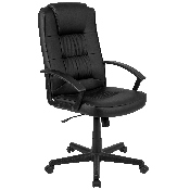 Flash Fundamentals High Back Black LeatherSoft-Padded Task Office Chair with Arms, BIFMA Certified, CH-197051X000-BK-GG