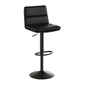 Hughes Commercial Grade Modern Mid-Back Adjustable Height LeatherSoft Channel Stitched Barstools, Set of 2, Black, CH-202071-BK-GG