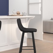 Caleb Modern Armless 24 Inch Counter Height Stools Commercial Grade with Footrests in Black LeatherSoft and Black Matte Metal Frames, Set of 2, CH-212069-24-BK-GG