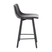 Caleb Modern Armless 24 Inch Counter Height Stools Commercial Grade with Footrests in Black LeatherSoft and Black Matte Metal Frames, Set of 2, CH-212069-24-BK-GG