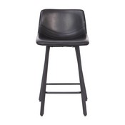 Caleb Modern Armless 24 Inch Counter Height Stools Commercial Grade with Footrests in Black LeatherSoft and Black Matte Metal Frames, Set of 2, CH-212069-24-BK-GG