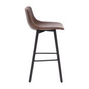 Caleb Modern Armless 30 Inch Bar Height Commercial Grade Barstools with Footrests in Chocolate Brown LeatherSoft and Black Matte Iron Frames, Set of 2, CH-212069-30-DKBR-GG