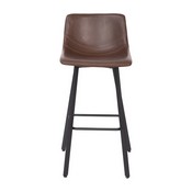 Caleb Modern Armless 30 Inch Bar Height Commercial Grade Barstools with Footrests in Chocolate Brown LeatherSoft and Black Matte Iron Frames, Set of 2, CH-212069-30-DKBR-GG