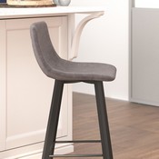 Caleb Modern Armless 30 Inch Bar Height Commercial Grade Barstools with Footrests in Gray LeatherSoft and Black Matte Iron Frames, Set of 2, CH-212069-30-GY-GG