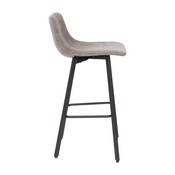 Caleb Modern Armless 30 Inch Bar Height Commercial Grade Barstools with Footrests in Gray LeatherSoft and Black Matte Iron Frames, Set of 2, CH-212069-30-GY-GG