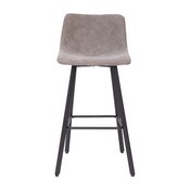 Caleb Modern Armless 30 Inch Bar Height Commercial Grade Barstools with Footrests in Gray LeatherSoft and Black Matte Iron Frames, Set of 2, CH-212069-30-GY-GG