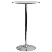 23.75'' Round Glass Table with 41.75''H Chrome Base, CH-3-GG
