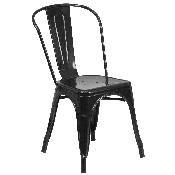 Commercial Grade Black Metal Indoor-Outdoor Stackable Chair, CH-31230-BK-GG