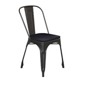 Perry Commercial Grade Black Metal Indoor-Outdoor Stackable Chair with Black Poly Resin Wood Seat, CH-31230-BK-PL1B-GG