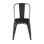 Perry Commercial Grade Black Metal Indoor-Outdoor Stackable Chair with Black Poly Resin Wood Seat, CH-31230-BK-PL1B-GG