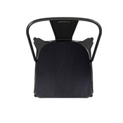 Perry Commercial Grade Black Metal Indoor-Outdoor Stackable Chair with Black Poly Resin Wood Seat, CH-31230-BK-PL1B-GG