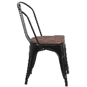Black Metal Stackable Chair with Wood Seat, CH-31230-BK-WD-GG