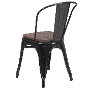 Black Metal Stackable Chair with Wood Seat, CH-31230-BK-WD-GG