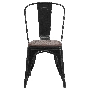 Black Metal Stackable Chair with Wood Seat, CH-31230-BK-WD-GG