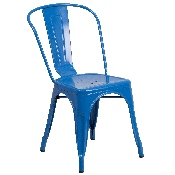 Commercial Grade Blue Metal Indoor-Outdoor Stackable Chair, CH-31230-BL-GG