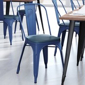 Perry Commercial Grade Blue Metal Indoor-Outdoor Stackable Chair with Teal-Blue Poly Resin Wood Seat, CH-31230-BL-PL1C-GG