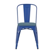 Perry Commercial Grade Blue Metal Indoor-Outdoor Stackable Chair with Teal-Blue Poly Resin Wood Seat, CH-31230-BL-PL1C-GG