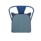 Perry Commercial Grade Blue Metal Indoor-Outdoor Stackable Chair with Teal-Blue Poly Resin Wood Seat, CH-31230-BL-PL1C-GG