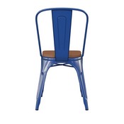 Perry Commercial Grade Blue Metal Indoor-Outdoor Stackable Chair with Teak Poly Resin Wood Seat, CH-31230-BL-PL1T-GG