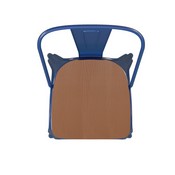 Perry Commercial Grade Blue Metal Indoor-Outdoor Stackable Chair with Teak Poly Resin Wood Seat, CH-31230-BL-PL1T-GG