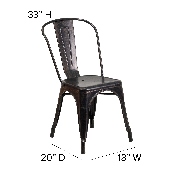 Commercial Grade Black-Antique Gold Metal Indoor-Outdoor Stackable Chair, CH-31230-BQ-GG