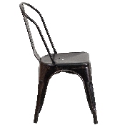 Commercial Grade Black-Antique Gold Metal Indoor-Outdoor Stackable Chair, CH-31230-BQ-GG