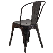 Commercial Grade Black-Antique Gold Metal Indoor-Outdoor Stackable Chair, CH-31230-BQ-GG