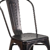 Commercial Grade Black-Antique Gold Metal Indoor-Outdoor Stackable Chair, CH-31230-BQ-GG