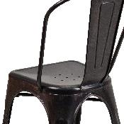 Commercial Grade Black-Antique Gold Metal Indoor-Outdoor Stackable Chair, CH-31230-BQ-GG