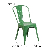 Commercial Grade Green Metal Indoor-Outdoor Stackable Chair, CH-31230-GN-GG