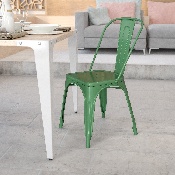 Commercial Grade Green Metal Indoor-Outdoor Stackable Chair, CH-31230-GN-GG