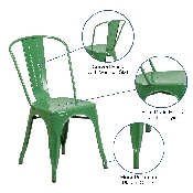 Commercial Grade Green Metal Indoor-Outdoor Stackable Chair, CH-31230-GN-GG