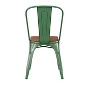Perry Commercial Grade Green Metal Indoor-Outdoor Stackable Chair with Teak Poly Resin Wood Seat, CH-31230-GN-PL1T-GG