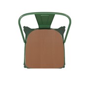 Perry Commercial Grade Green Metal Indoor-Outdoor Stackable Chair with Teak Poly Resin Wood Seat, CH-31230-GN-PL1T-GG
