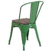 Green Metal Stackable Chair with Wood Seat, CH-31230-GN-WD-GG