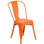 Commercial Grade Orange Metal Indoor-Outdoor Stackable Chair, CH-31230-OR-GG