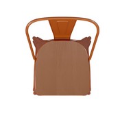 Perry Commercial Grade Orange Metal Indoor-Outdoor Stackable Chair with Teak Poly Resin Wood Seat, CH-31230-OR-PL1T-GG