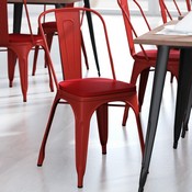 Perry Commercial Grade Red Metal Indoor-Outdoor Stackable Chair with Red Poly Resin Wood Seat, CH-31230-RED-PL1R-GG