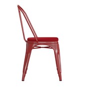 Perry Commercial Grade Red Metal Indoor-Outdoor Stackable Chair with Red Poly Resin Wood Seat, CH-31230-RED-PL1R-GG