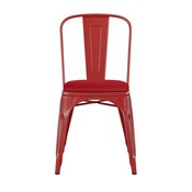 Perry Commercial Grade Red Metal Indoor-Outdoor Stackable Chair with Red Poly Resin Wood Seat, CH-31230-RED-PL1R-GG
