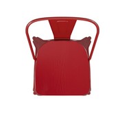 Perry Commercial Grade Red Metal Indoor-Outdoor Stackable Chair with Red Poly Resin Wood Seat, CH-31230-RED-PL1R-GG