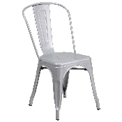 Commercial Grade Silver Metal Indoor-Outdoor Stackable Chair, CH-31230-SIL-GG