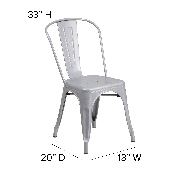 Commercial Grade Silver Metal Indoor-Outdoor Stackable Chair, CH-31230-SIL-GG