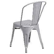 Commercial Grade Silver Metal Indoor-Outdoor Stackable Chair, CH-31230-SIL-GG