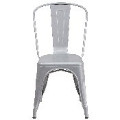 Commercial Grade Silver Metal Indoor-Outdoor Stackable Chair, CH-31230-SIL-GG