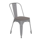 Perry Commercial Grade Silver Metal Indoor-Outdoor Stackable Chair with Gray Poly Resin Wood Seat, CH-31230-SIL-PL1G-GG