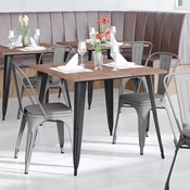 Perry Commercial Grade Silver Metal Indoor-Outdoor Stackable Chair with Gray Poly Resin Wood Seat, CH-31230-SIL-PL1G-GG