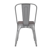 Perry Commercial Grade Silver Metal Indoor-Outdoor Stackable Chair with Gray Poly Resin Wood Seat, CH-31230-SIL-PL1G-GG